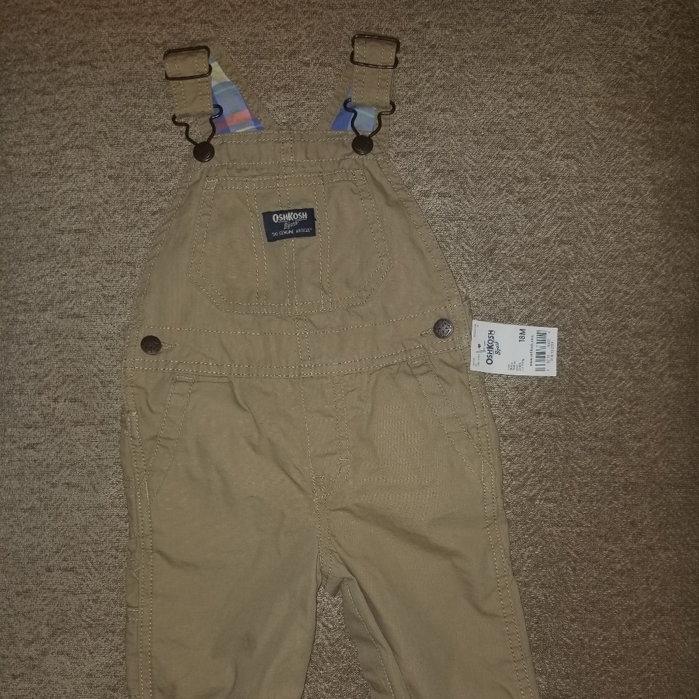 Toddler overalls with plaid lining-never worn!